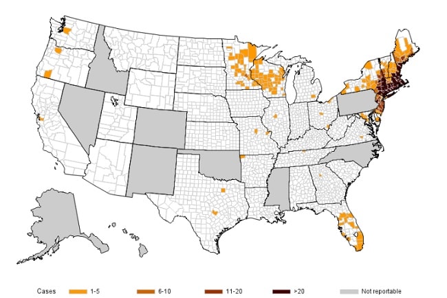 2019 Babesiosis Map