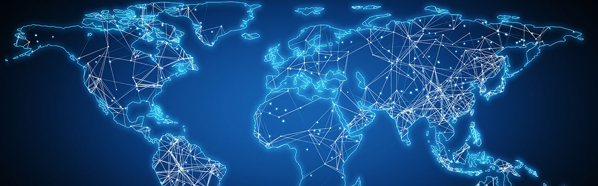 World map showing disease spread through interconnected dots