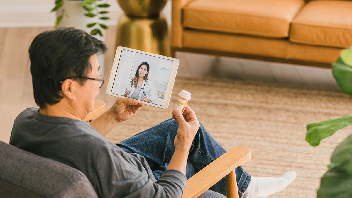 man using telehealth