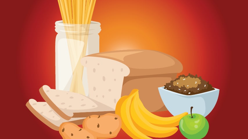 image of carbs pasta bread fruit potatoes