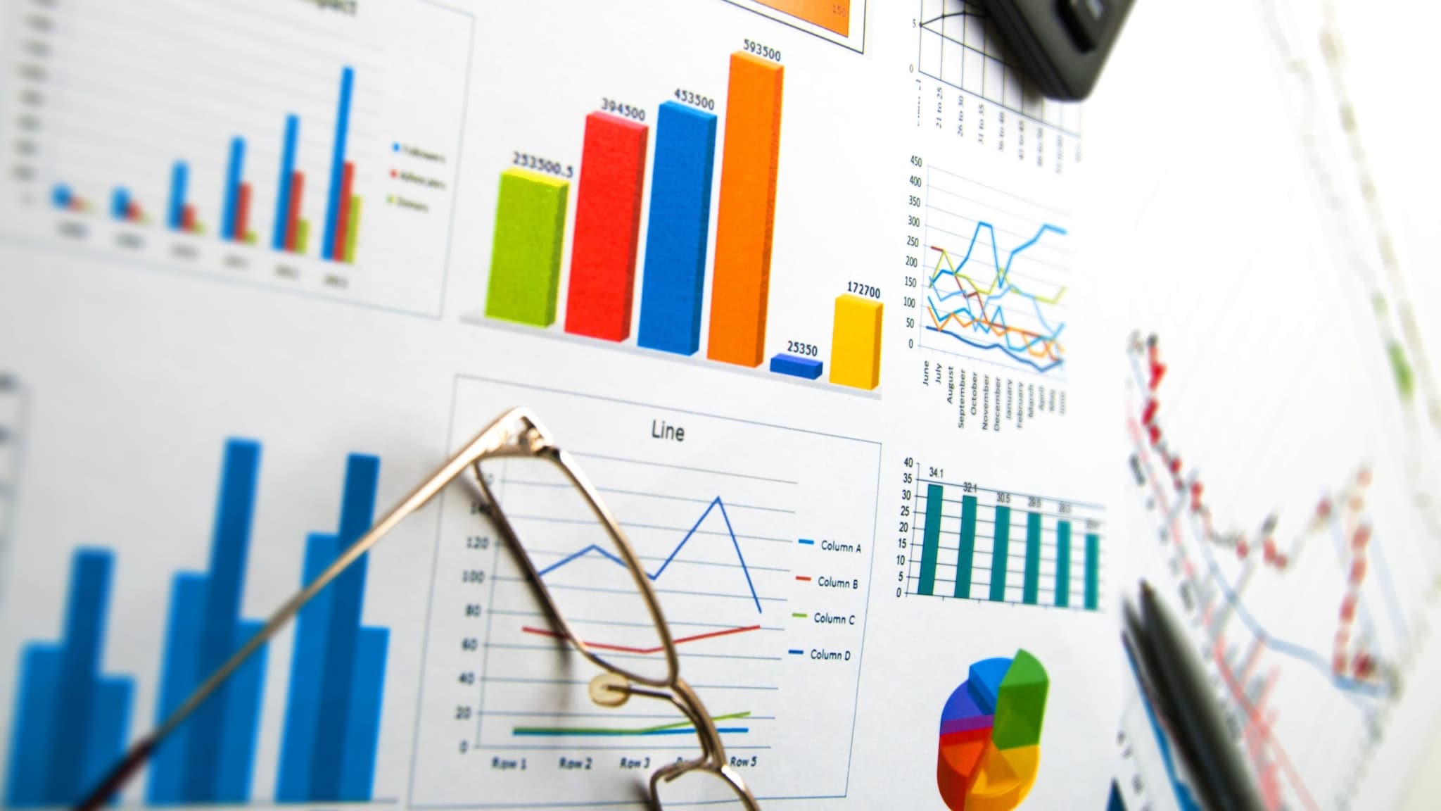 Closeup of data tables