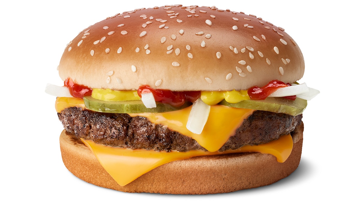 McDonald's Quarter Pounder with cheese on a white background