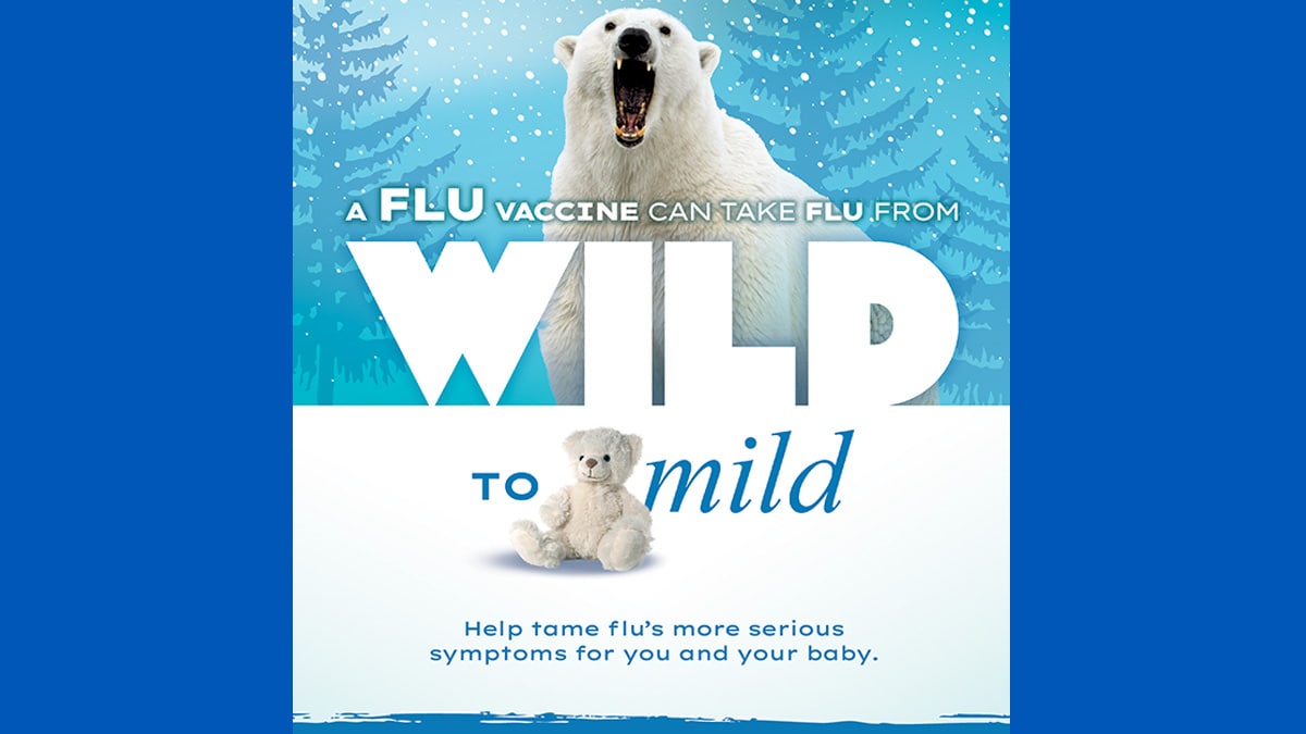 A flu vaccine can take flu from wild to mild. Help tame flu's serious symptoms for you and your baby. National influenza vaccination week is December 2-6 #fightflu cdc logo