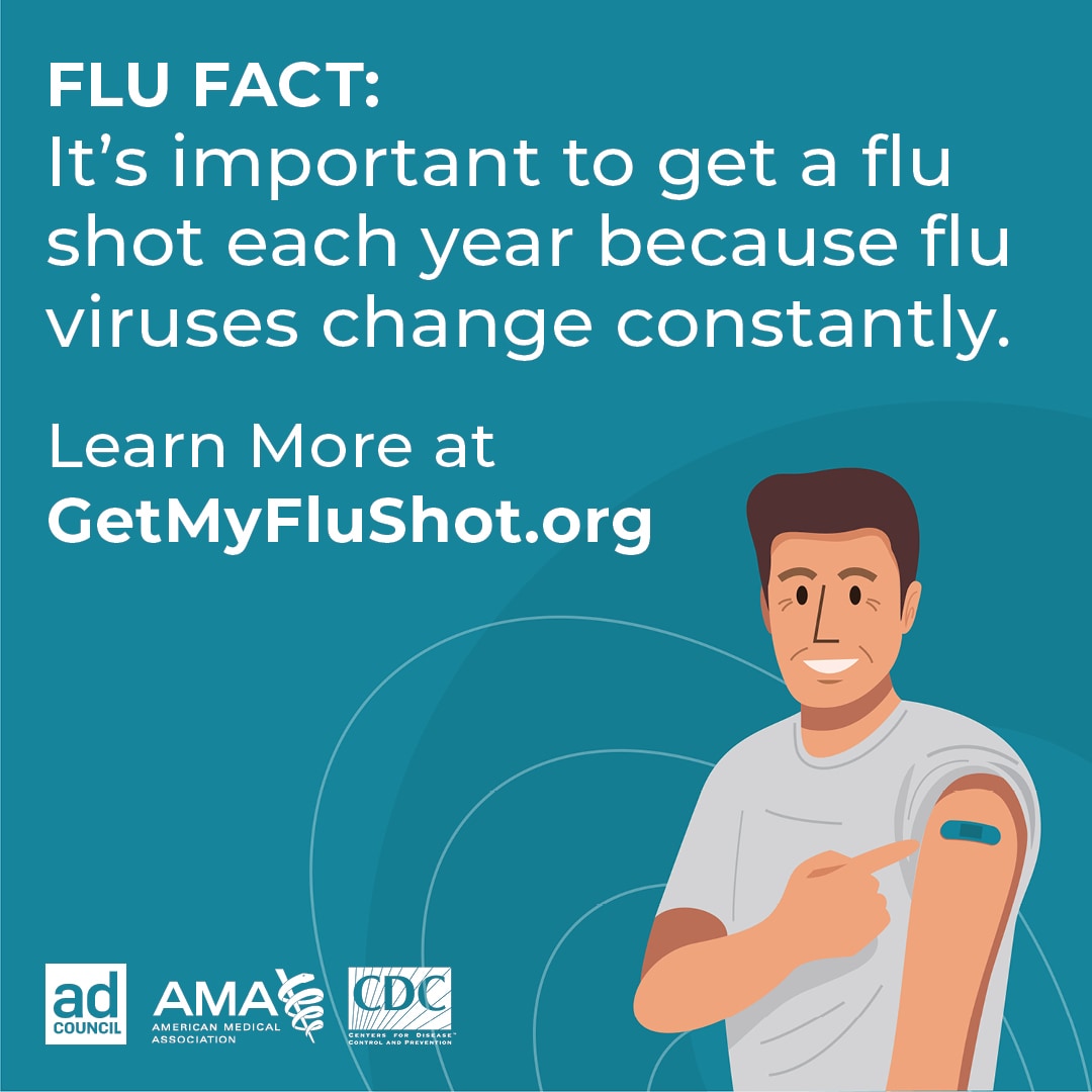 Flu Fact: It's important to get a flu shot each year because flu viruses change constantly