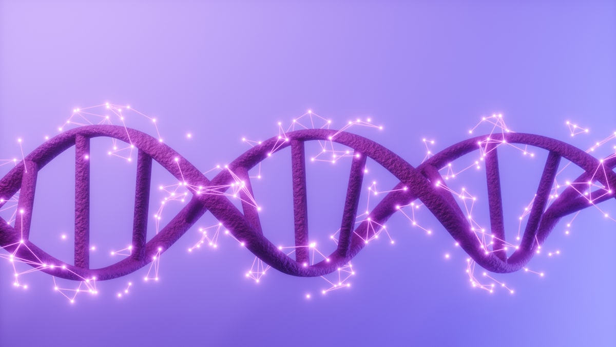 Human DNA With Connection Dots And Plexus Lines