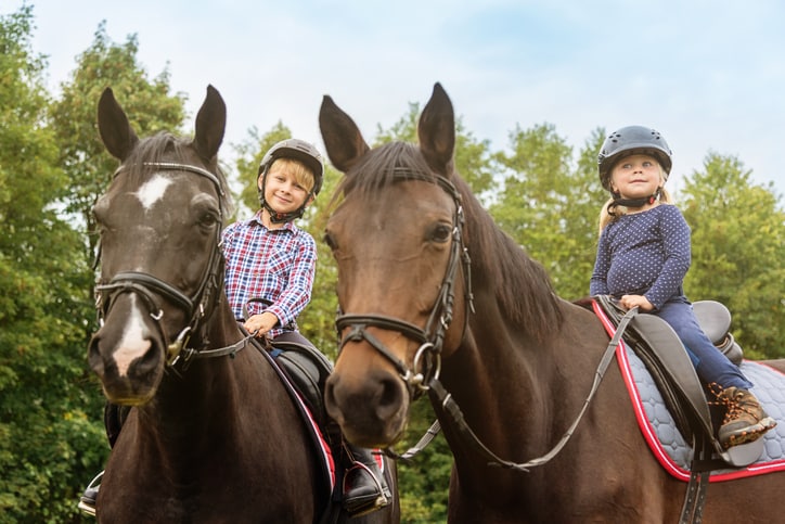 Kids on Horses Brother and Sister Horseback Riding