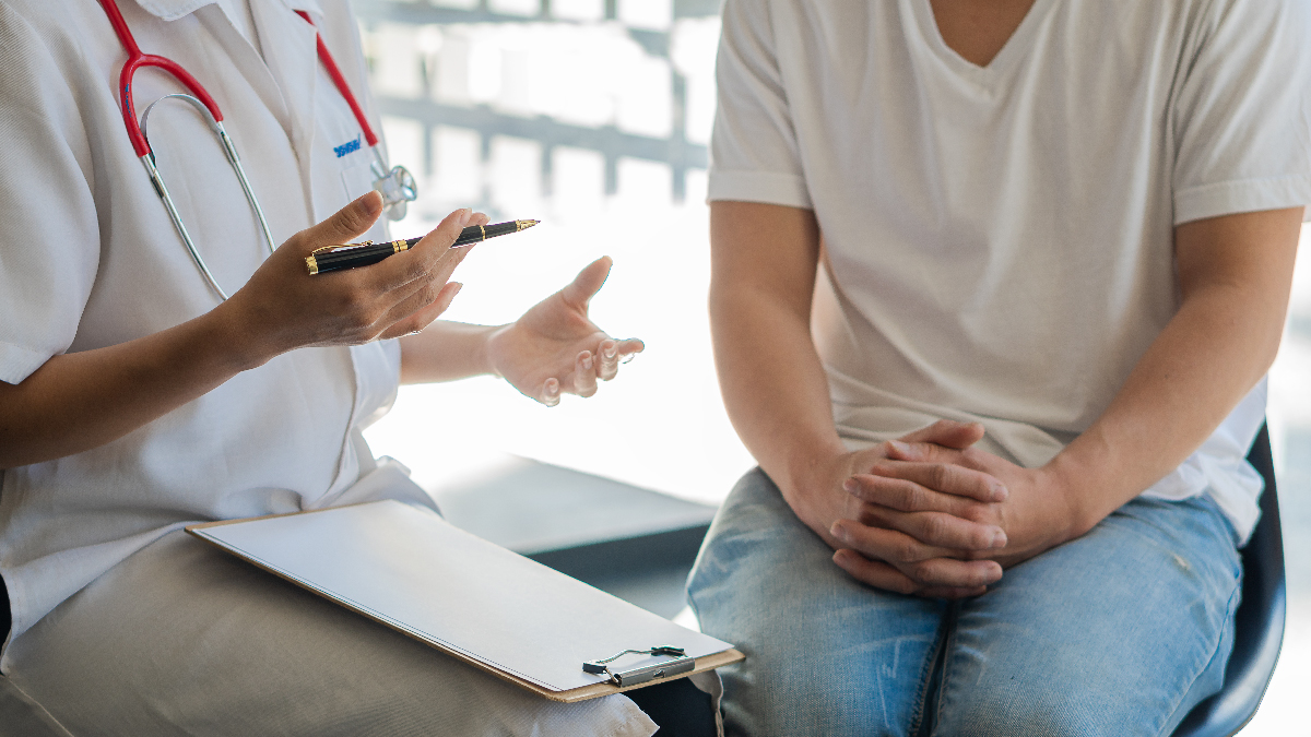 Patient talking to provider.