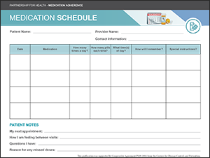 pfh medication adherence - medication schedule