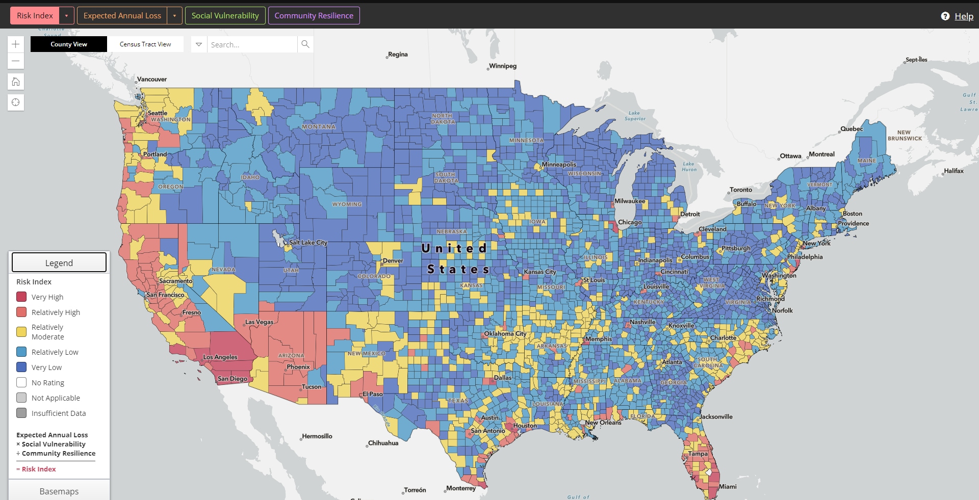 FEMA Risk Index Map