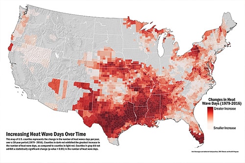 Changes In Heat Wave Days (1979—2016) Arie Manangan and Ambarish Valdyanathan, CDC Climate and Health Program