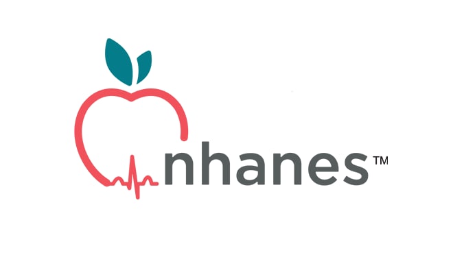 The National Health and Nutrition Examination Survey logo shows the outline of an apple. The apple's base is an EKG line