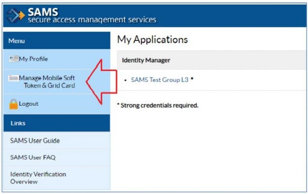 Mobile Soft Token & Grid Card option on the SAMS Portal