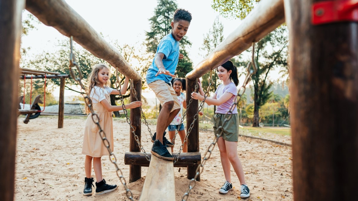 Children playing on a playground.