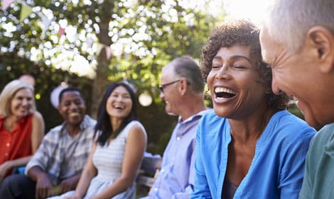 Group of people laughing.