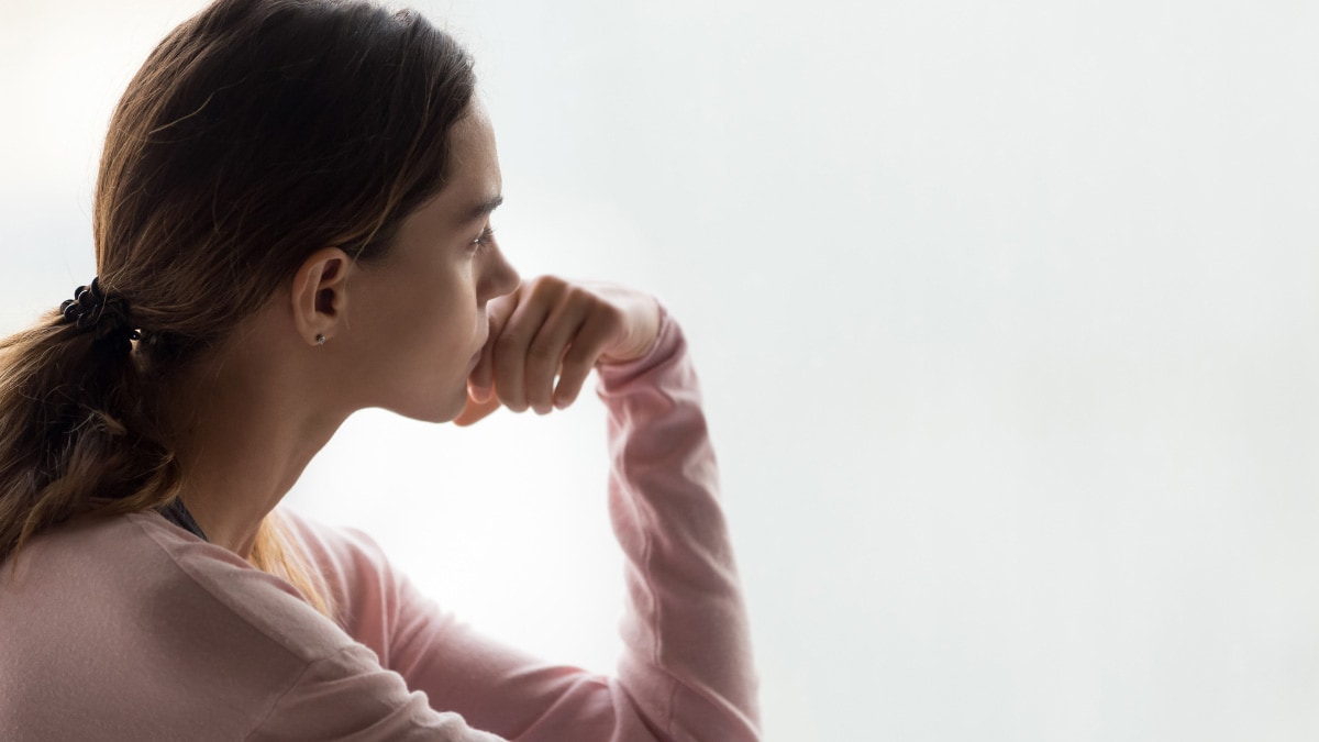 woman looking off in distance