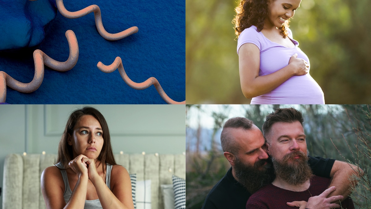 A collage of diverse people, including a person who is pregnant, a couple, and a young person