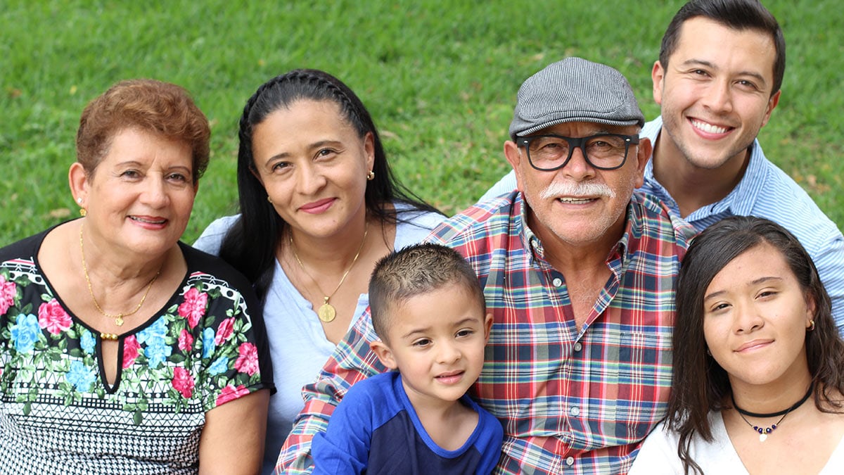 Family portrait of parents grandparents and children