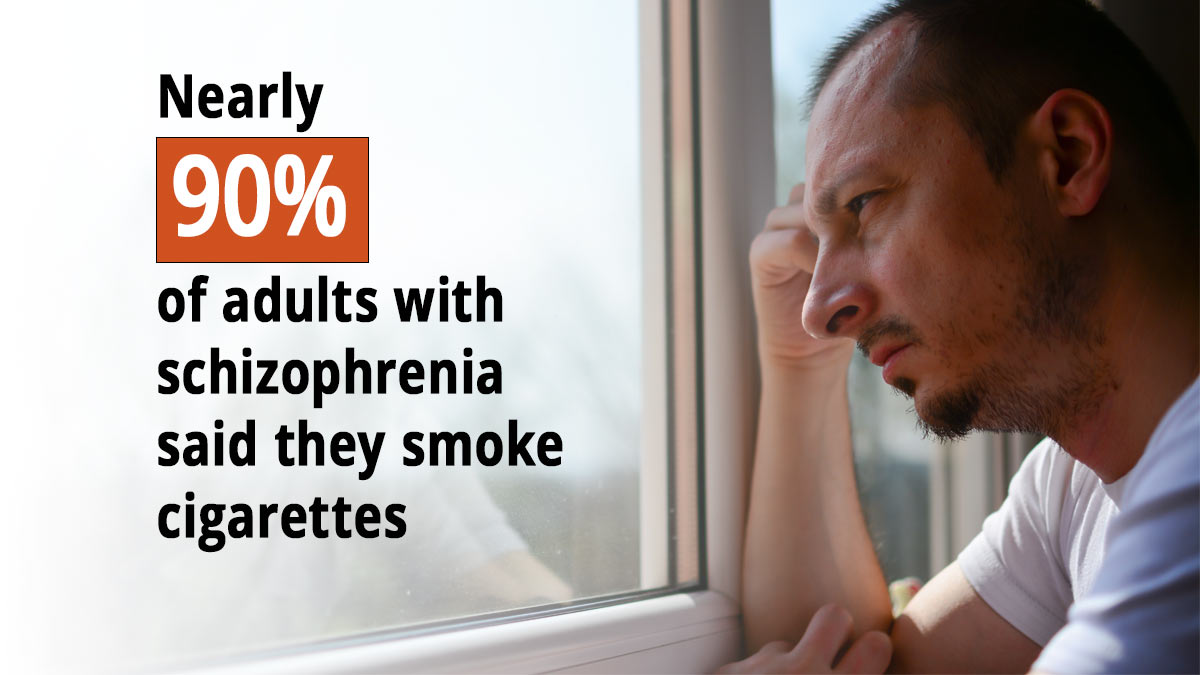 Nearly 90% of adults with schizophrenia said they smoke cigarettes