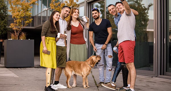 Group of friends taking a selfie.