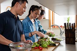 Family preparing dinner