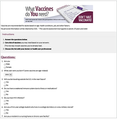 Adolescent and Adult Vaccine Quiz