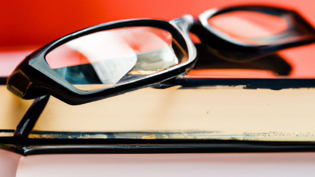 eyeglasses on top of books